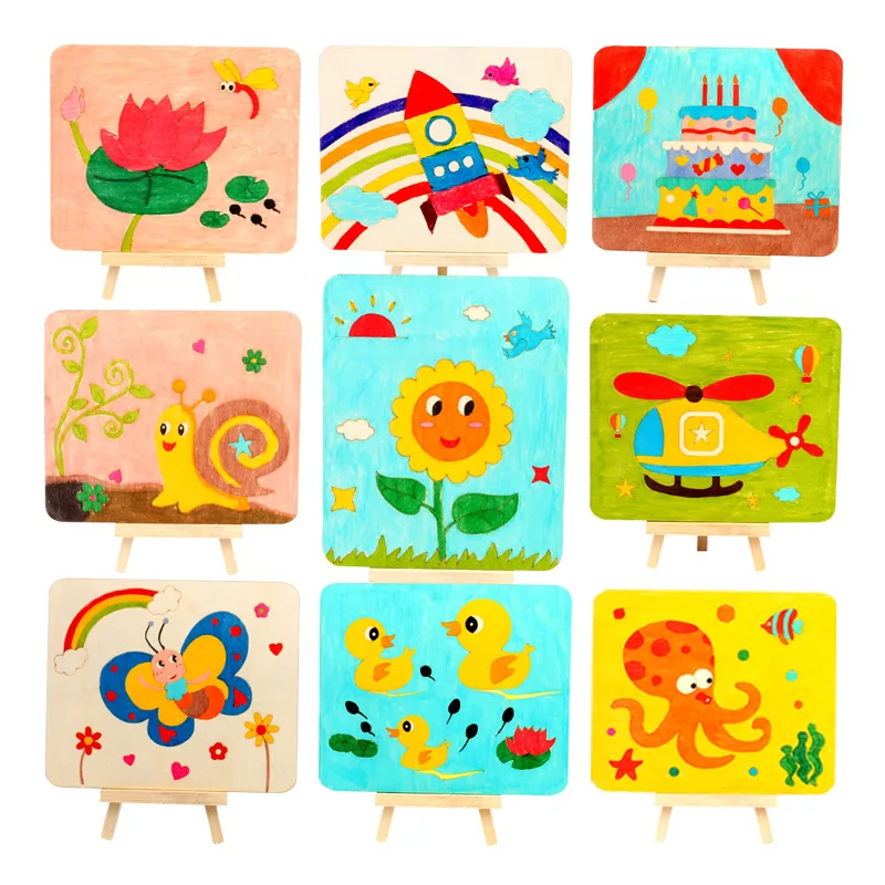 

Baby DIY Painting Board Room Decoration Drawing Gift Graffiti White Embryo Board Educational Toy Wood Drawing Board With Bracket