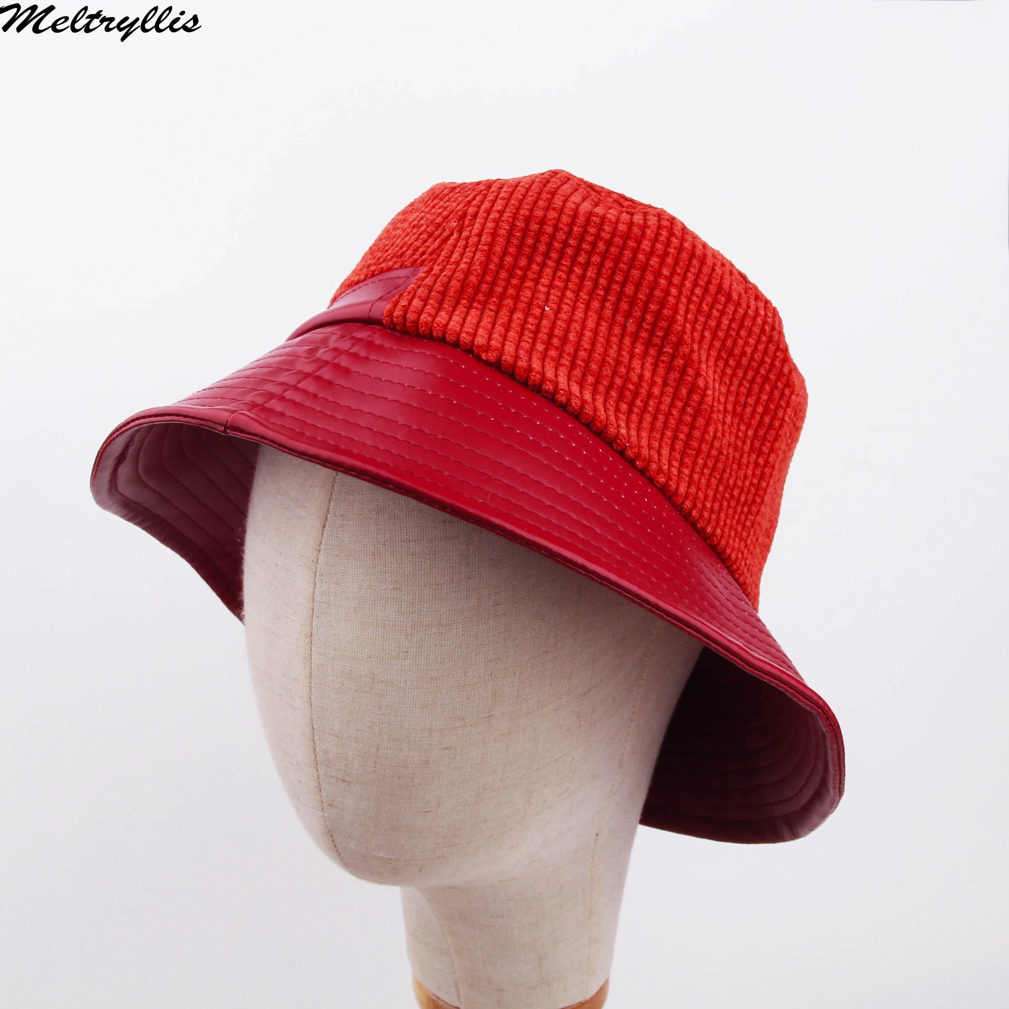 [Meltryllis] искусственная кожа вельвет Твердые Теплые две стороны ведро шляпа рыбака Шляпа От Солнца кепки для мужчин и женщин унисекс модные кепки s
