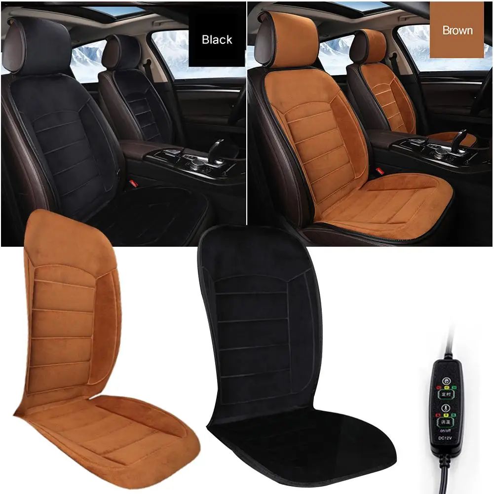 

Auto Interior Heated Padded Pad 30-60Celsius Adjustable Warmer 3 Timing Settings/3 Heat Settings Plush Seat Cushion Cover Winter