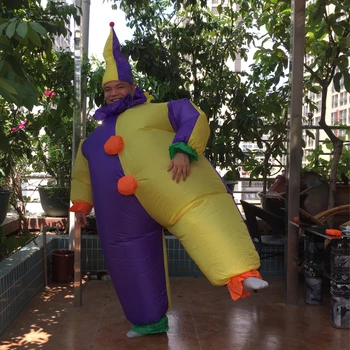

Halloween Cosplay Inflatable Purple Clown Free Shipping Cosplay ClownFancy Dress Costume Carnival Party Fat suit Stag Hen Outfit
