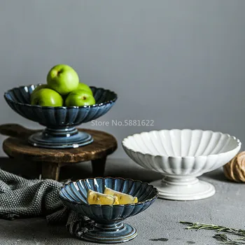 

Ceramic Fruit Tray Snack Plates Household Living Room Table Nut Tray Kilnglazed Bowl Procelain Tableware