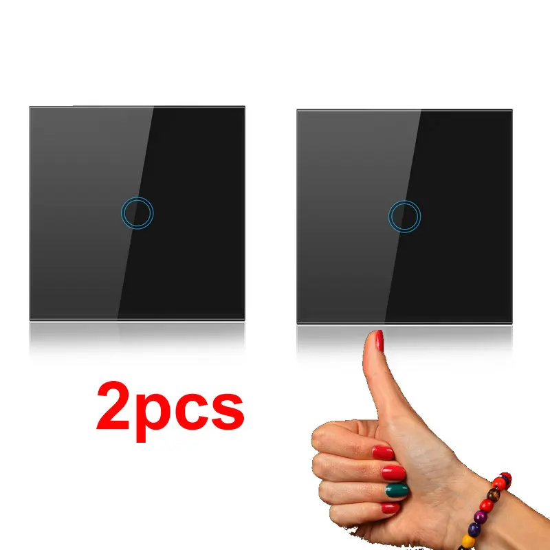 

Touch Switch 220v EU Standard White Crystal Glass Panel 1 Gang 1 Way Touch Screen Switch, AC 170-240V 2pcs discount