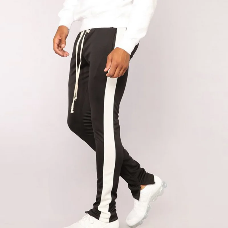Pui men tiua, Мужские штаны для бега, повседневная спортивная одежда для фитнеса, мужские спортивные брюки, пэчворк, спортивные штаны для тренировок, дропшиппинг - Цвет: black
