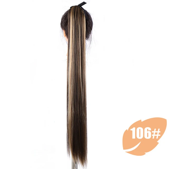 MSTN 30-Inch Synthetic Hair Fiber Heat-Resistant Straight Hair With Ponytail Fake Hair Chip-in Hair Extensions Pony Tail Wigs M106