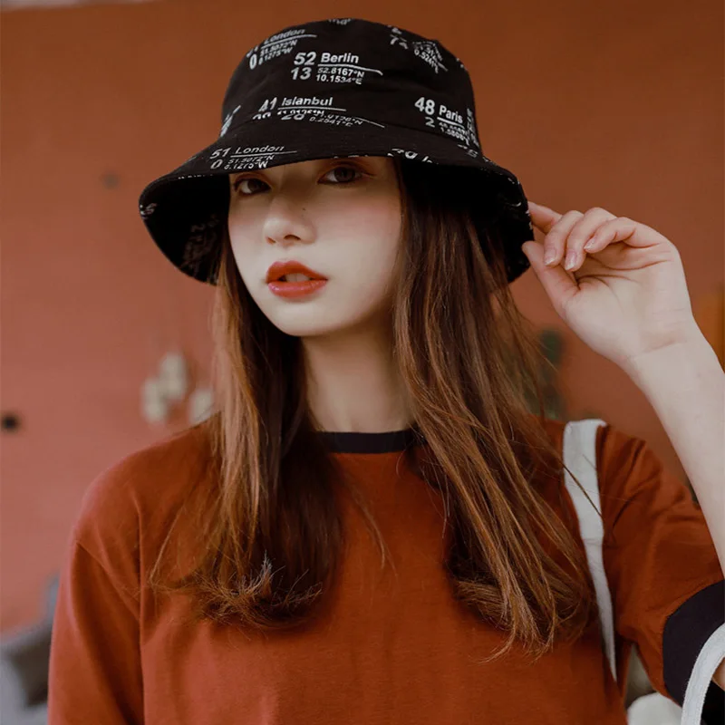 Cool Harajuku Bucket Hat Women Bob Hip Hop Cap Embroidery Letter Gorros Cotton Flat Cap Man Fishing Bucket Flat Hat Spring