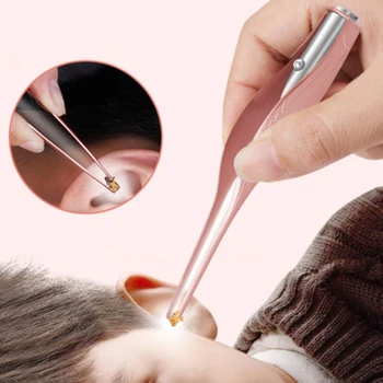 

Earplug With Light Wax Remover Cleaner Ears Care For Kids Tweezers Glow Tool Dig Illuminating Led Ear Pick Clip Safe Tool L0403