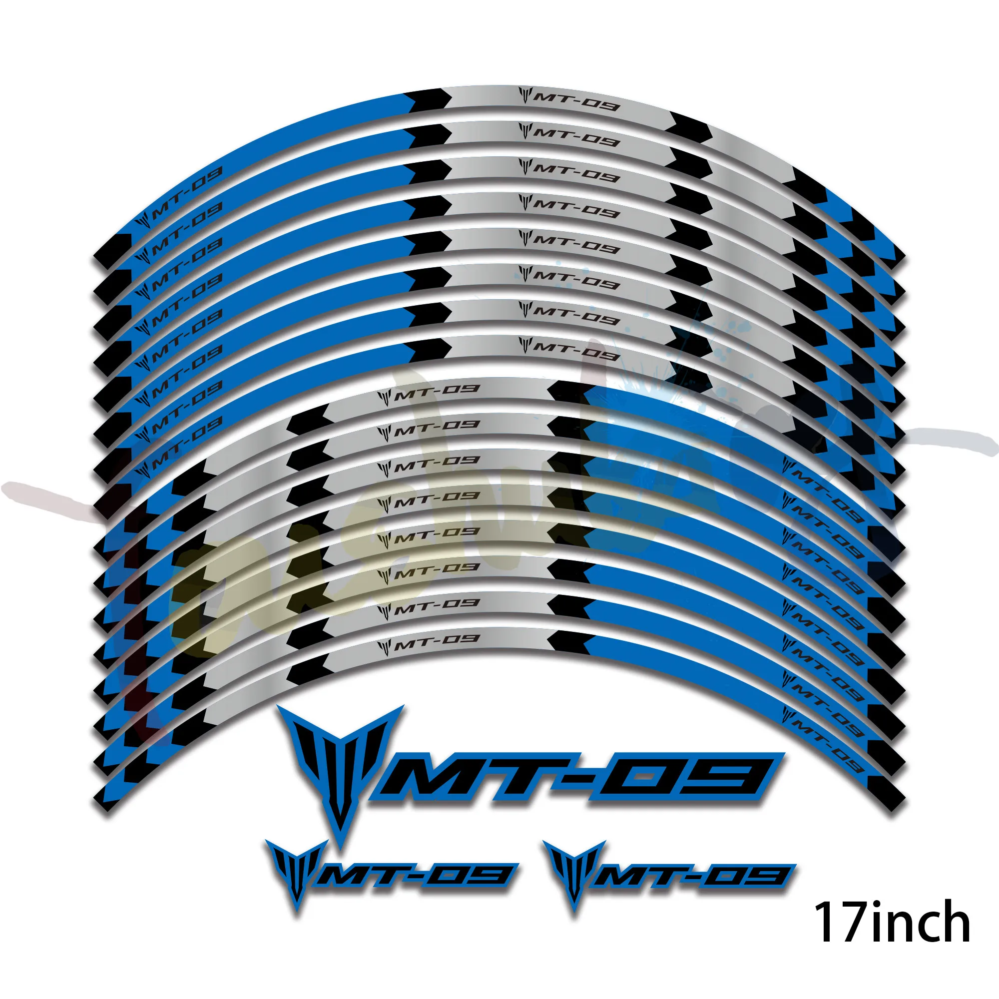 New high quality 16 Pcs Fit Motorcycle Wheel Sticker stripe Reflective Rim For yamaha mt09