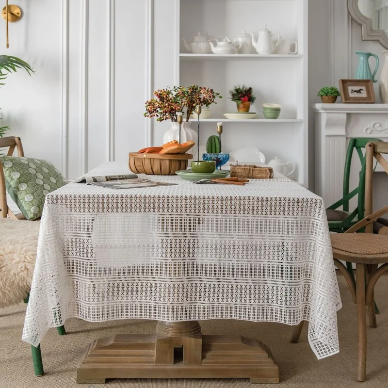 

Vintage French Jacquard Lace Tablecloth Pastoral Hollow Coffee Table Cloth Wedding Table Cover Home Table Runner Sofa Towel