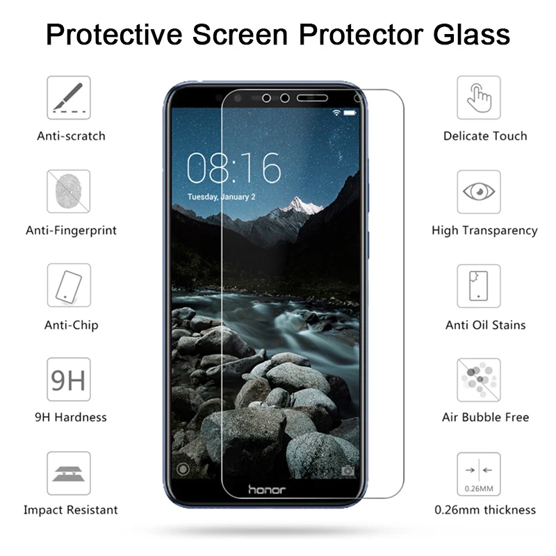 Protective Glass on Honor 7A 7C Pro Tempered Glass for Honor 7A DUA L22 5.45" Screen Protector for Honor 7C AUM L41 5.7 inch best screen guard for mobile