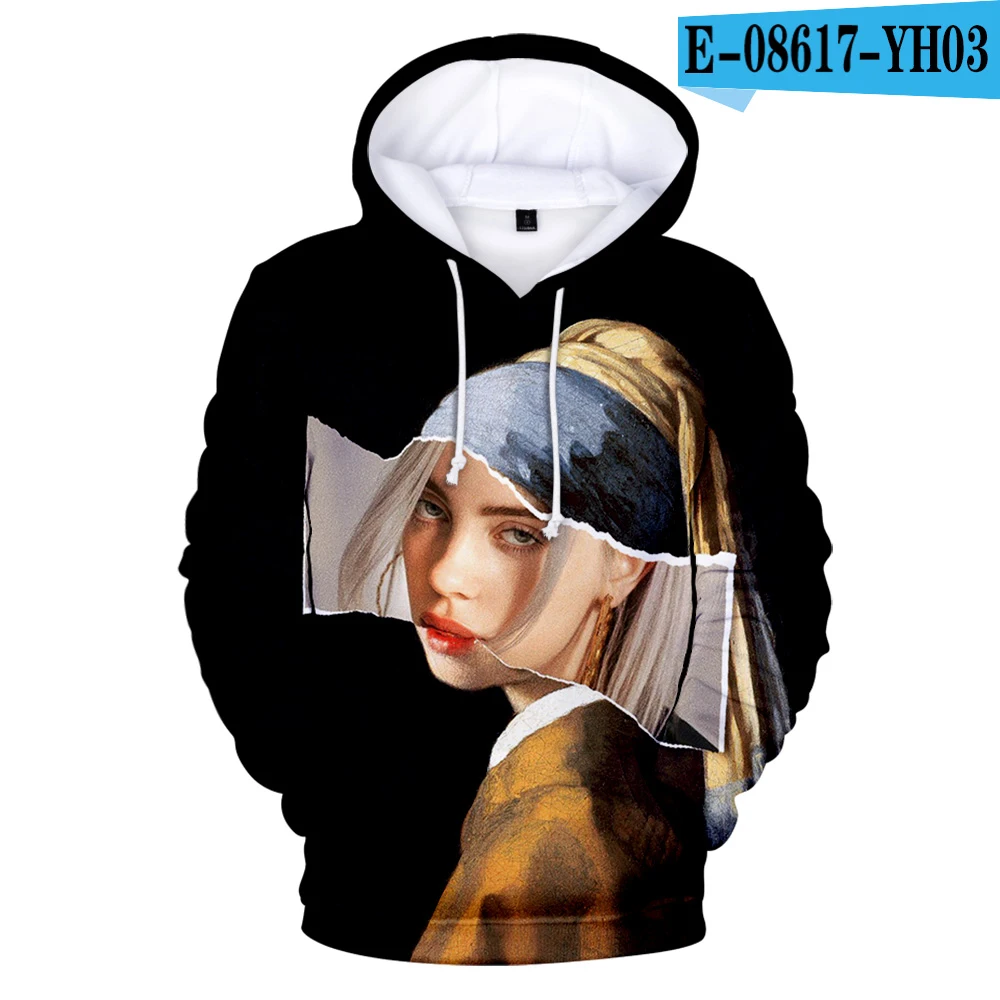Новинка, худи Billie Eilish, Мужская/Женская Популярная Толстовка Billie Eilish, худи с 3D рисунком для мальчиков и девочек, худи с 3D рисунком, уличная одежда - Цвет: 3d