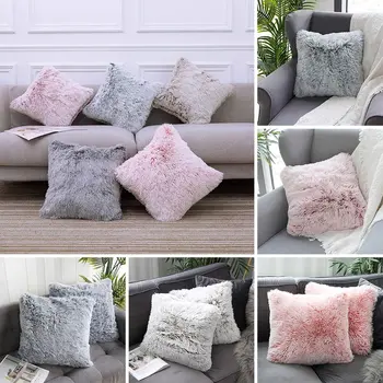 

Artificial Fur Cushion Cover Hairy Faux Plain Plush Fluffy Soft Cushion Cover Pillow Solid Color Cases Home Sofa Decor 45x45cm^