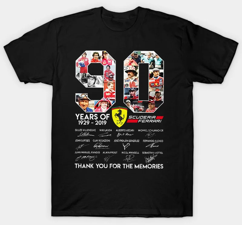

90 Years Of Scuderia Ferrari Classic Black T Shirt, Best Gift For Men/Women Funny Print Tshirt