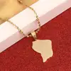 Stainless Steel Trendy French Guiana Map Pendant Necklaces Guyane Francaise Map Jewelry 1