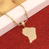 Stainless Steel Trendy French Guiana Map Pendant Necklaces Guyane Francaise Map Jewelry 1