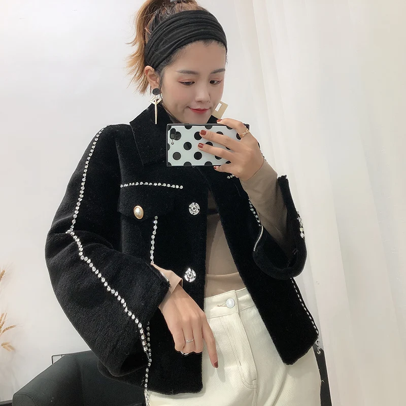 

Real Fur Sheep Shearing Winter Coat Women 100% Wool Jacket for Womens Clothing 2020 Manteau Femme YY857