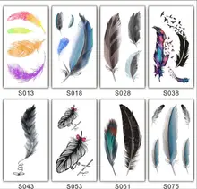 

1pc Waterproof Temporary Tattoo Sticker Black Feather Tato Child Wrist Ankle Sexy Tatto Body Art Flash Fake Tatoo Women T2027