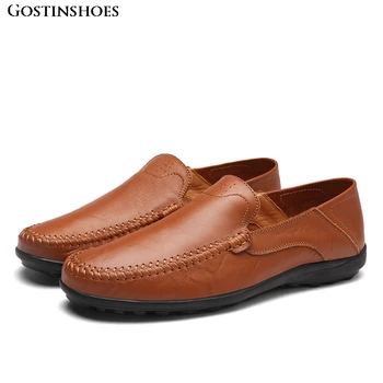 

Summer Men Casual Shoes Luxury Genuine Leather Loafers Men Moccasins Homme Slip on Driver Shoes Size 37-47