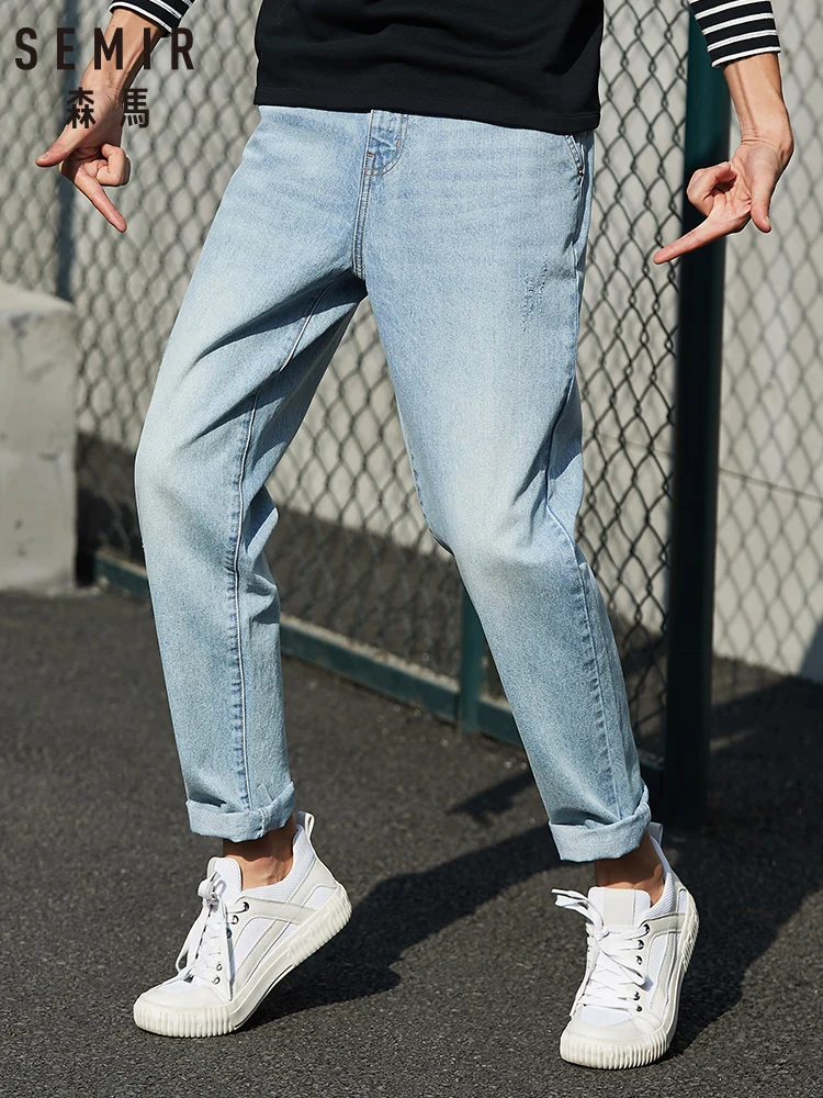 SEMIR Denim trousers men 2020 spring new loose tapered pants cotton breathable youth retro old pants SEMIR Denim trousers men 2020 spring new loose tapered pants cotton breathable youth retro old pants