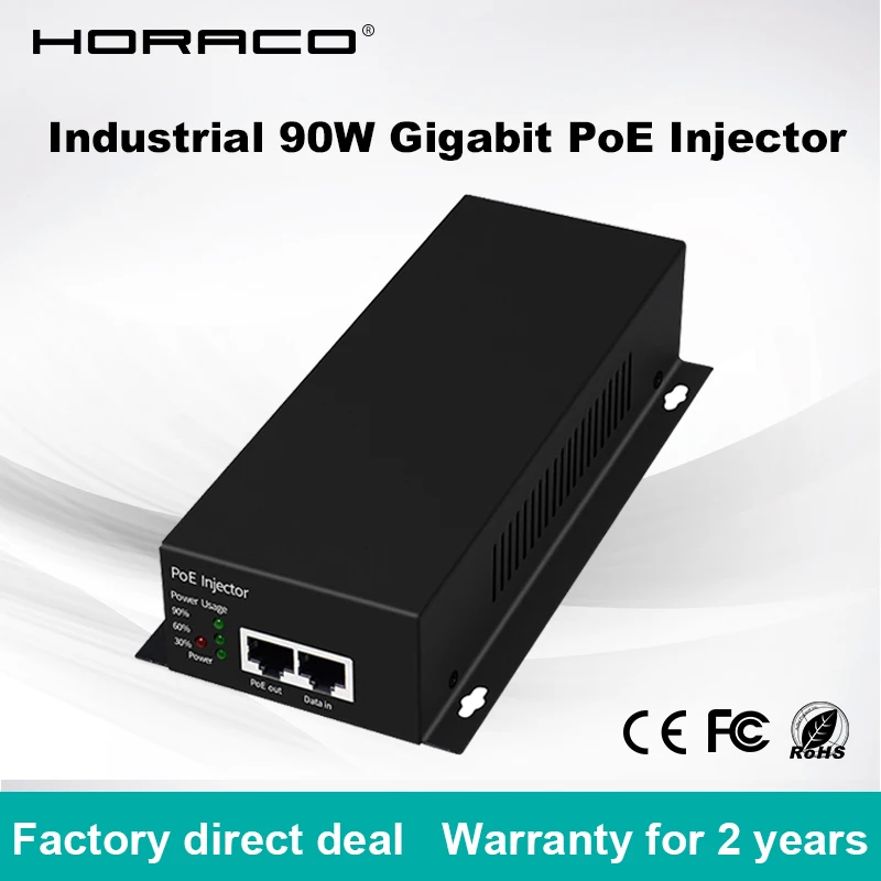 Промышленный Инжектор Poe 30 Вт 60 90 совместимый с IEEE802.3bt защитой от молнии для ip