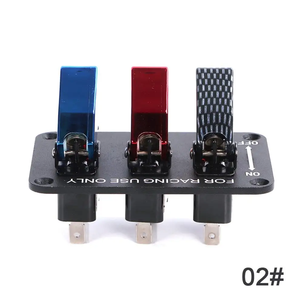 DC12V 20A панель с переключателями из углеродного волокна и красный и синий гоночный панель переключения для автомобиля для гоночного автомобиля с кабелем - Цвет: 02