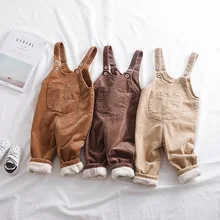 Новинка года; стильный утепленный комбинезон для маленьких мальчиков и девочек; сезон зима-осень; Одежда для маленьких девочек детские штаны; размеры от 1 до 6 лет