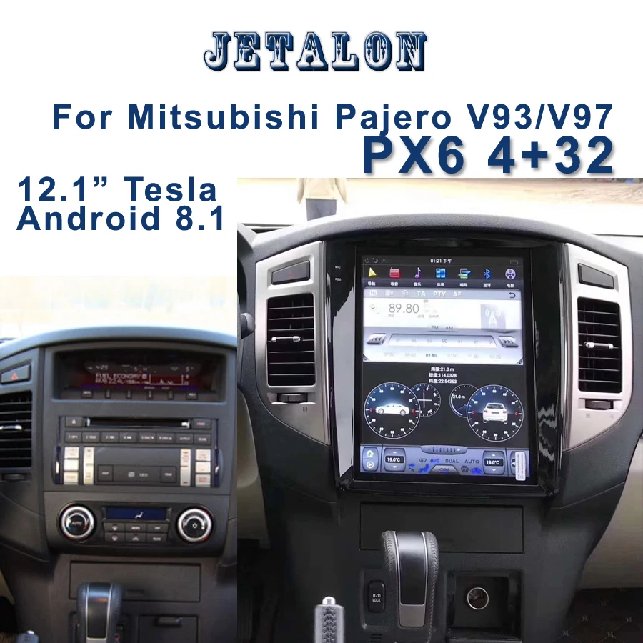 12," экран Tesla навигация для Mitsubishi Pajero V93/V97 Rockford Android 8,1 Автомагнитола gps bluetooth мультимедиа головное устройство