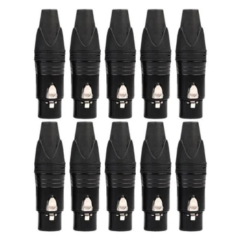 

10Pcs XLR 3Pin Mic Snake Plug Connector Female Microphone Plug Connector Gold Plating XLR Connector Speaker Connector