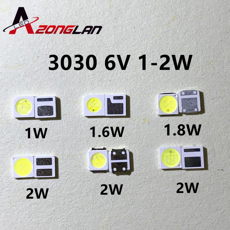LED Lights 100pcs 3030 Backlight High Power DOUBLE CHIPS 1w 1.5W 2w 3V-3.6V 6v 9V lextar JUFEI AOT Cool white PT30A66 TV