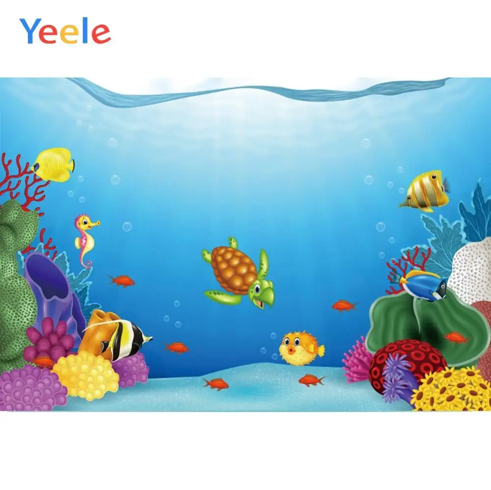 Yeele Sea Bed Underwater Fishes coral Birthday Party Decoration Photographic Backgrounds Photography Backdrops For Photo Studio |