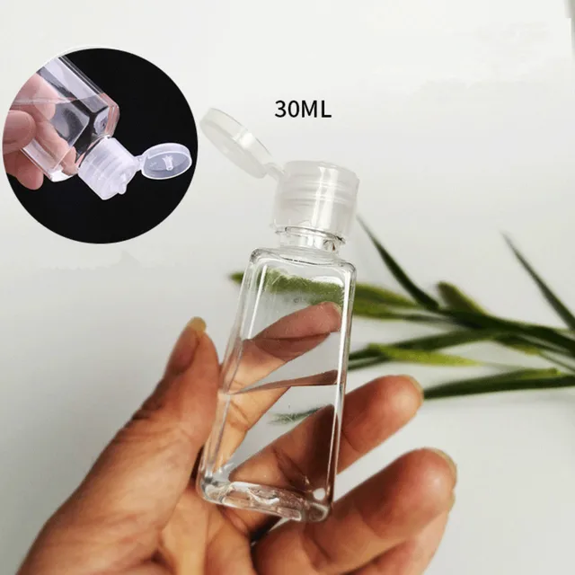 10pcs 30ml Trapezoidal Empty Hand Sanitizer Bottles Refillable Plastic Container Transparent Gel Bottle 2
