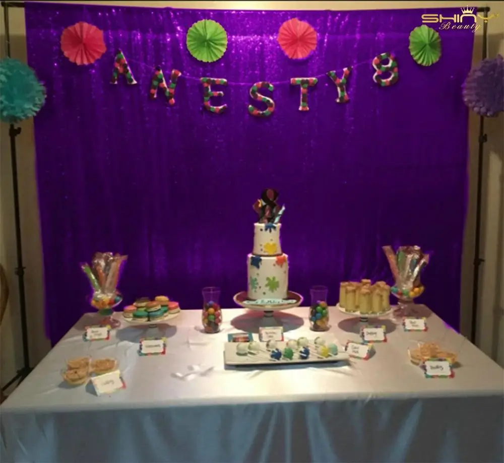 

Purple Sequin Photo Backdrop Royal Purple Prom Backdrop Glitter Curtains For Wedding-M190924