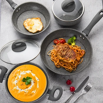 

Super Value 8 Pieces Nonstick Cookware Set Pots and Frying Pan Set with Glass Lids Oven Safe Dishwasher Safe Soft Touch Handles