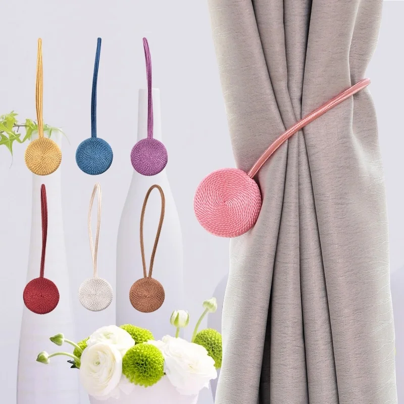 

1Pc Macaron Color Curtain Tieback Magnet Curtains Accessories Magnetic Curtain Holder Buckles Rope Curtain Strap Embrase Rideau