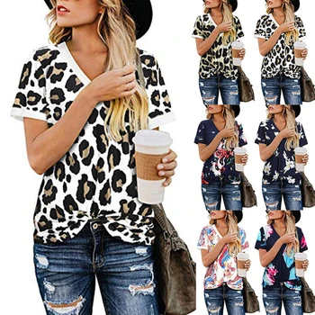 

2020 Spring And Summer New Women'S Loose V-Neck Printed Short-Sleeved T-Shirt Top Women