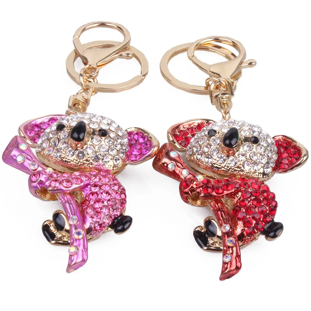 Коала медведь брелок для ключей со стразами шармы Bling животное хрустальные брелоки Очаровательная сумочка кулон кошелек брелок кошелек подвески
