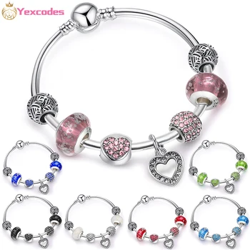 

New Heart Crystal Beads Charm Bracelets For Women child Bracelet & Bangles Lover Gift Statement Jewelry Dropshipping