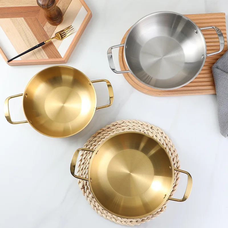 

Spanish Seafood Pot Gold Stainless Steel Hotel Alcohol Pot Small Pot Dry Pot Mini Mini Hot Pot Portable Outdoor Pot