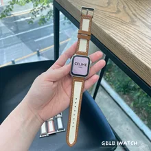 

Genuine Leather strap for Apple Watch Band 7 6 5 4 3 2 1 bracelet for Iwatch 44mm 42mm 40mm 38mm 41mm 45mm Watchband accessories