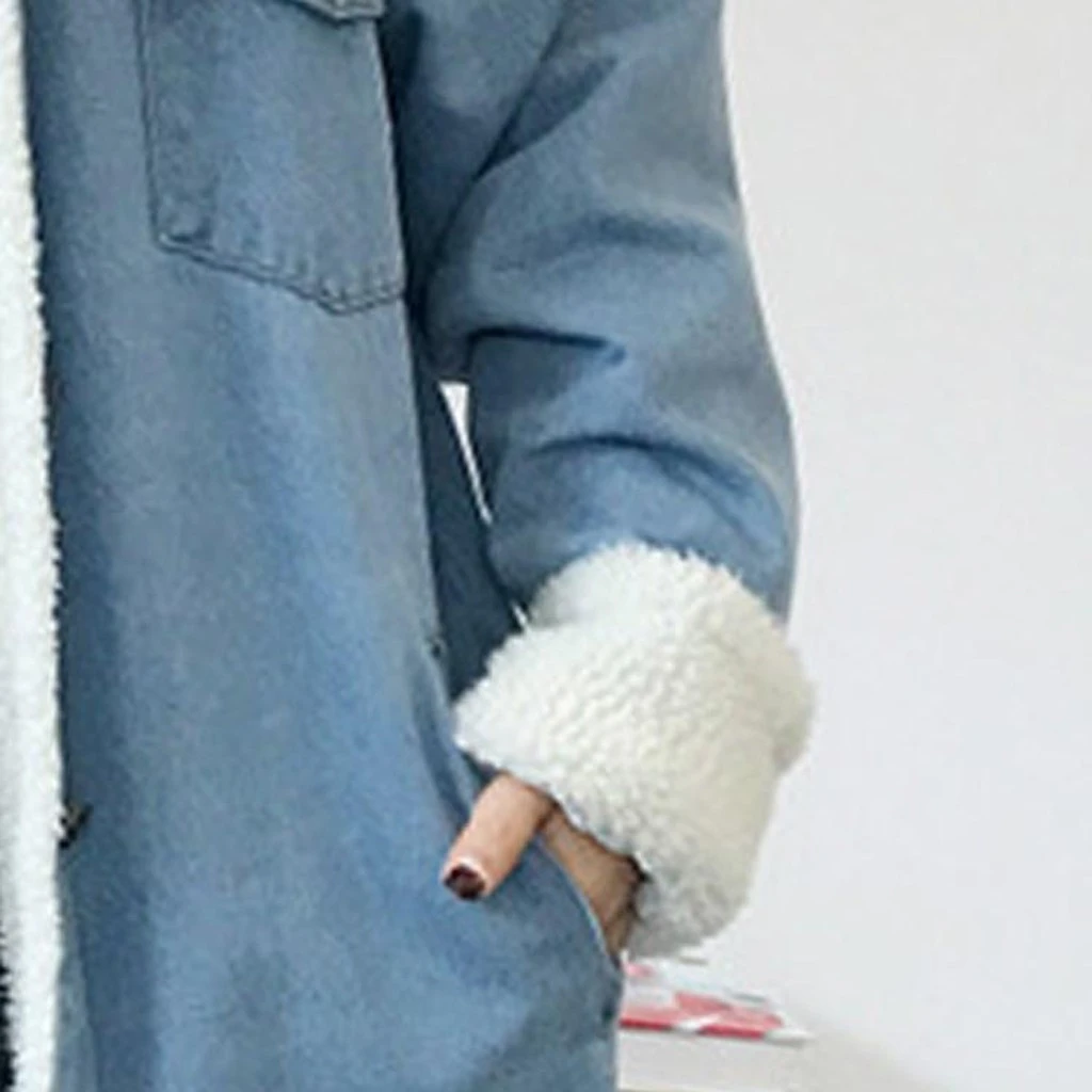 CHAMSGEND Fur Warm Winter Denim Jacket Women 2019 New Fashion Autumn Loose Cashmere Jeans Coat Women Bomber Jackets 1024