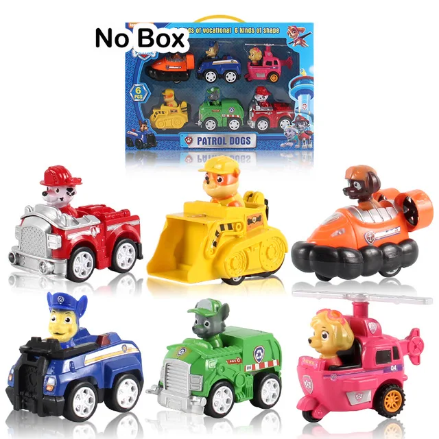 no box Paw Patrol собака Patrulha Canina Аниме Фигурка автомобиля пластиковая фигурка украшения игрушки для детей на день рождения рождественские подарки - Цвет: no box