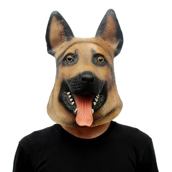 

Dog Mask Head Full Face Mask Halloween Fancy Dress Party Cosplay Costume Police Animal German Shepherd Latex Mask New