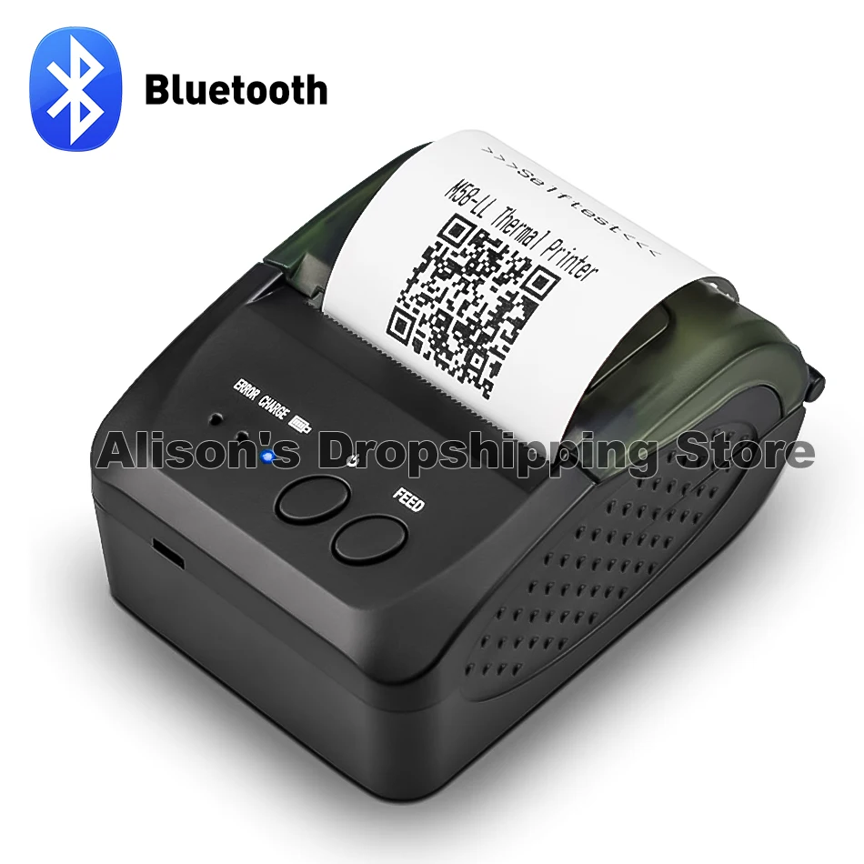 58 мм Мини Bluetooth Термопринтер для чеков с бумажным чехлом переноски на