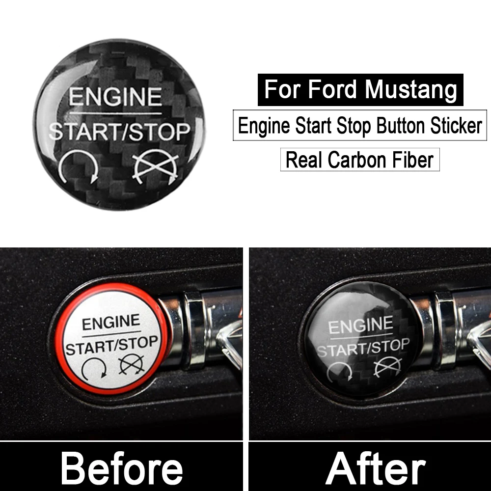 

Engine Start Stop Button Sticker True Carbon Fiber Decoration for Ford Mustang 2015 2016 2017 2018 Car Styling