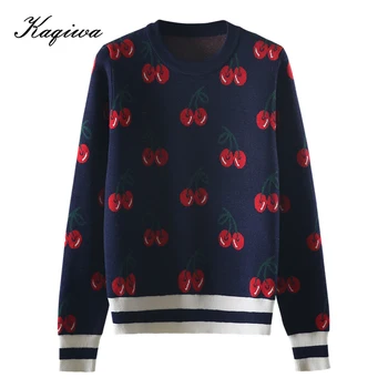 

Early autumn Vintage Pullover French lazy sweater women 2020 new cherry net red fashion bottomed Pullover