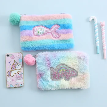 

Women fur cosmetic bag Girls Unicorn Makeup Money Storage bag female Plush Fashion Makeup Storage Organizer
