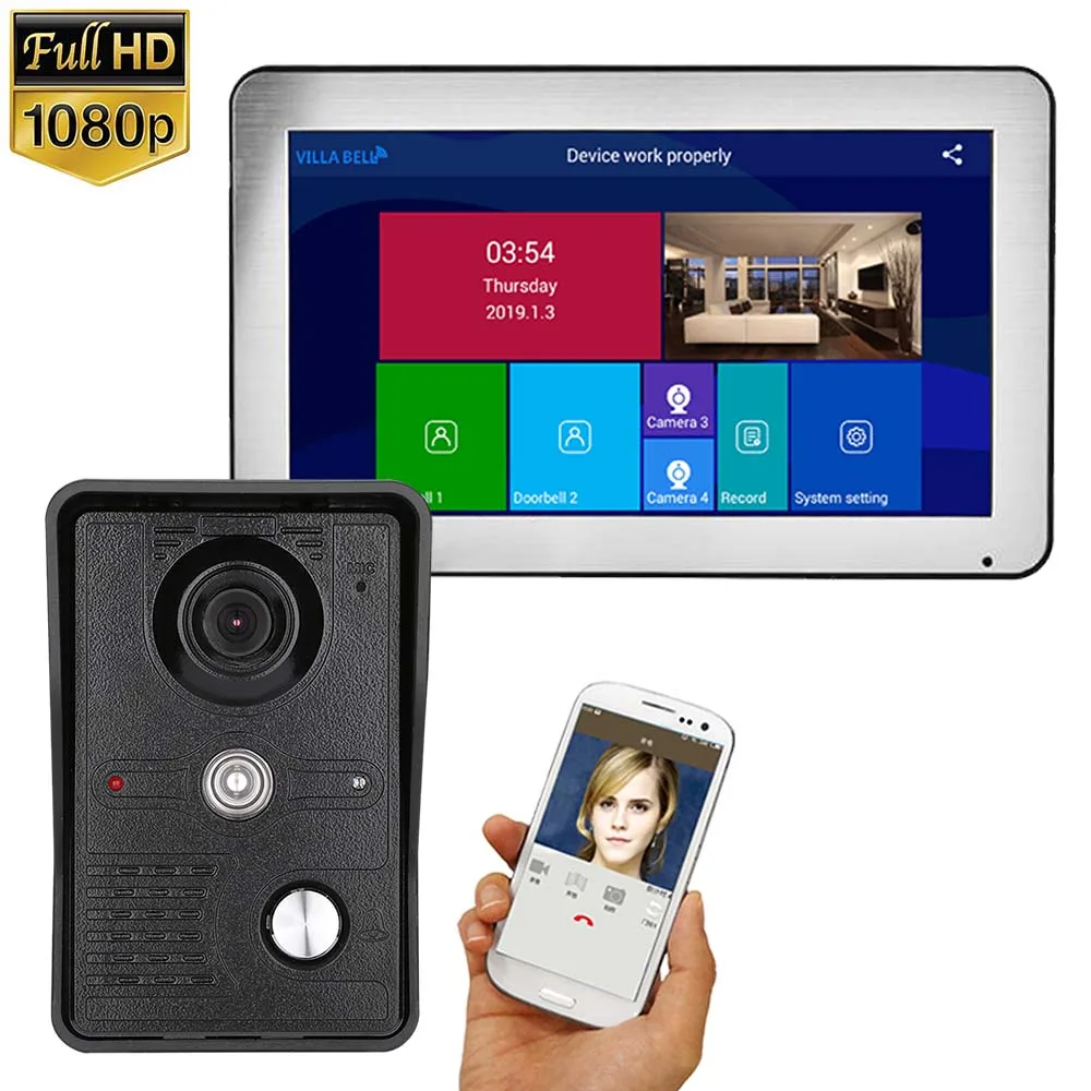 10 Inch Wireless Wifi Video Doorbell Intercom 1080P Phone Call Door Bell Camera Infrared Remote Record Home Security Monitoring |