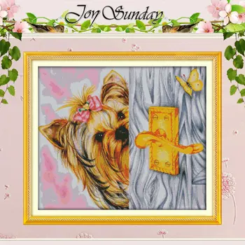 

Dog Playing Hide and Seek Counted Cross Stitch 11CT 14CT Cross Stitch Set Wholesale Cross-stitch Kits Embroidery Needlework