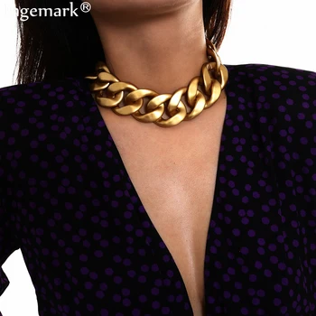 

Unique Big Chunky Chain Choker Necklace Collares Accesorios Mujer Exaggerated Rock Gold Color Twist Thick Necklace Men Jewelry