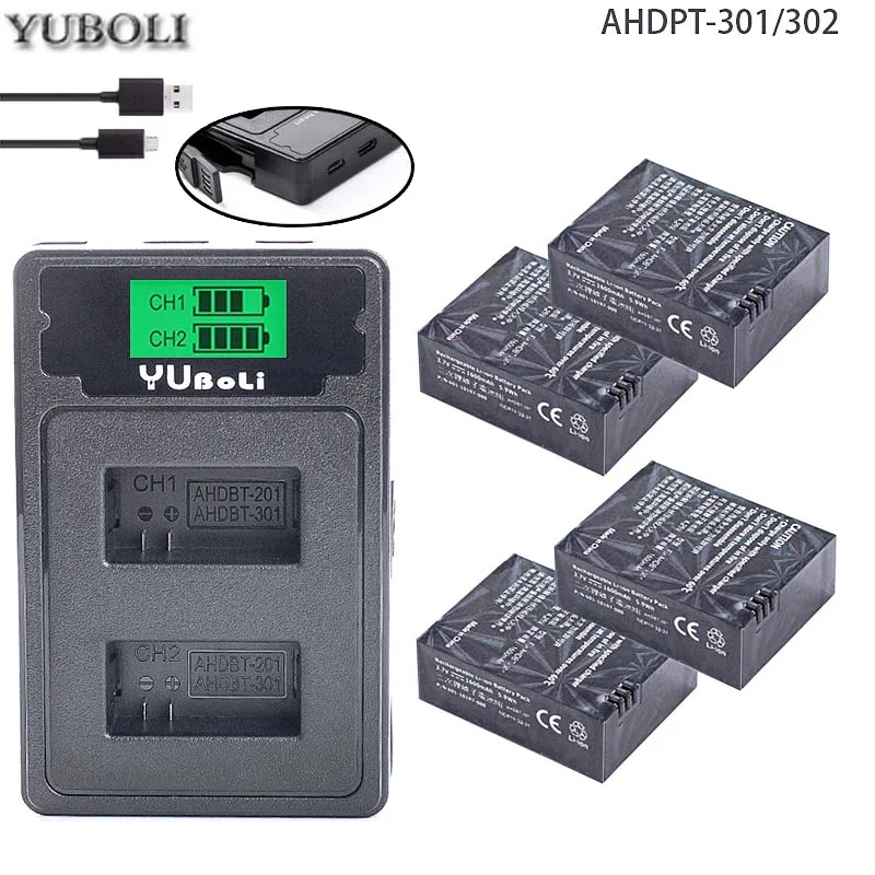 Батарея высокой емкости 3,7 v 1600mah bateria hero 3 gopro hero3 батарея для GoPro go pro hero 3 3+ hero 3 black аксессуары для камеры - Цвет: charger and 4battery
