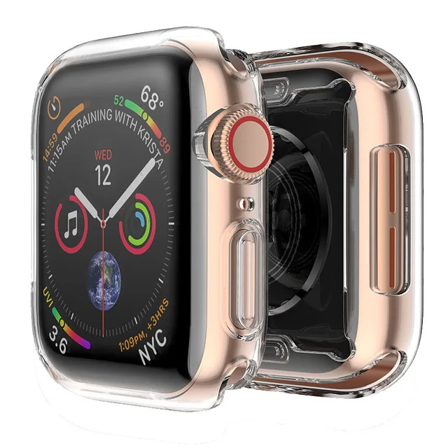 Защитный чехол для Apple Watch 4, 3, iwatch, ремешок 42 мм, 38 мм, 44 мм, 40 мм, бампер, защита экрана, покрытие из поликарбоната, водонепроницаемый корпус - Цвет: Soft Transparent